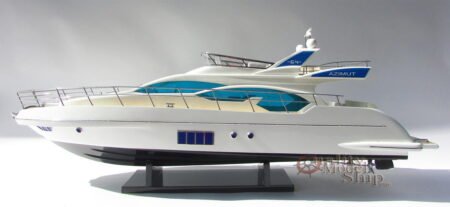 Azimut 64 Flybridge Yacht 34" Handmade Wooden Display Model Yacht