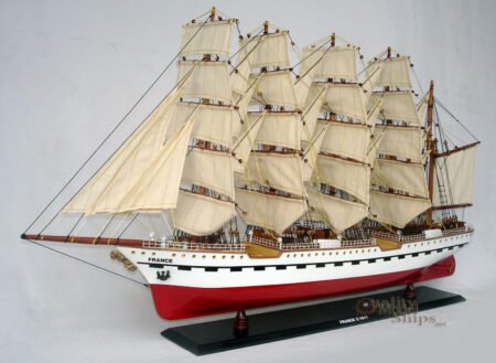 France II Five-Masted Handcrafted Wooden Ship Model  37" Ready Display