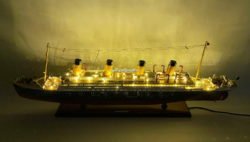 RMS Britannic With Lights Cunard Line Ocean Liner Wooden Ship Model 40"