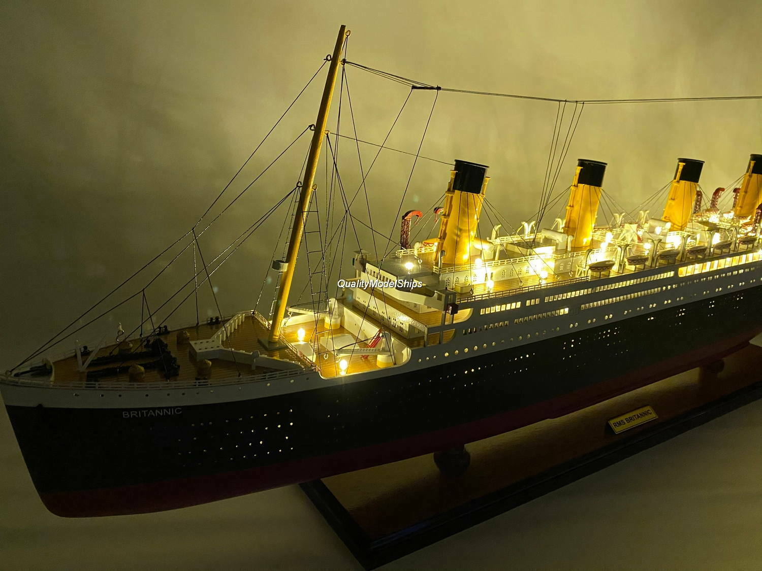 RMS Britannic With Lights Cunard Line Ocean Liner Wooden Ship Model 40 ...