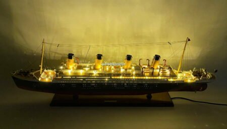 RMS Britannic With Lights Cunard Line Ocean Liner Wooden Ship Model 40"