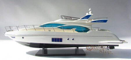 Azimut 64 Flybridge Yacht 34" Handmade Wooden Display Model Yacht
