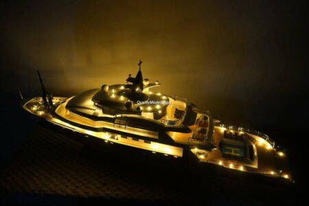 Alfa Nero Handcrafted Display Model Yacht  with Lights