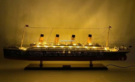 RMS Olympic With Lights White Star Line Ocean Liner Wooden Ship Model 40"