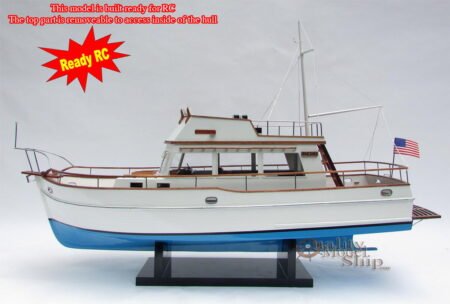 Grand Banks 32 Ready for RC Handcrafted Model Boat Blue Hull